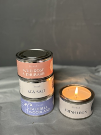 Scented Candle - Hand made in the Lake District, these candles burn for 14 hours.
Choose from 

Sea salt - Fresh, Botanical, Citrus
Fresh Linen - Fresh , Clean, Soft
Bluebell Woodland- Floral, Botanical, Woody
Wild Rose & Rhubarb - Floral, Crisp, Warm